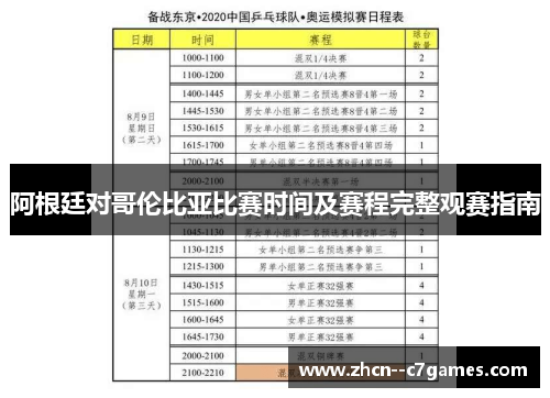 阿根廷对哥伦比亚比赛时间及赛程完整观赛指南